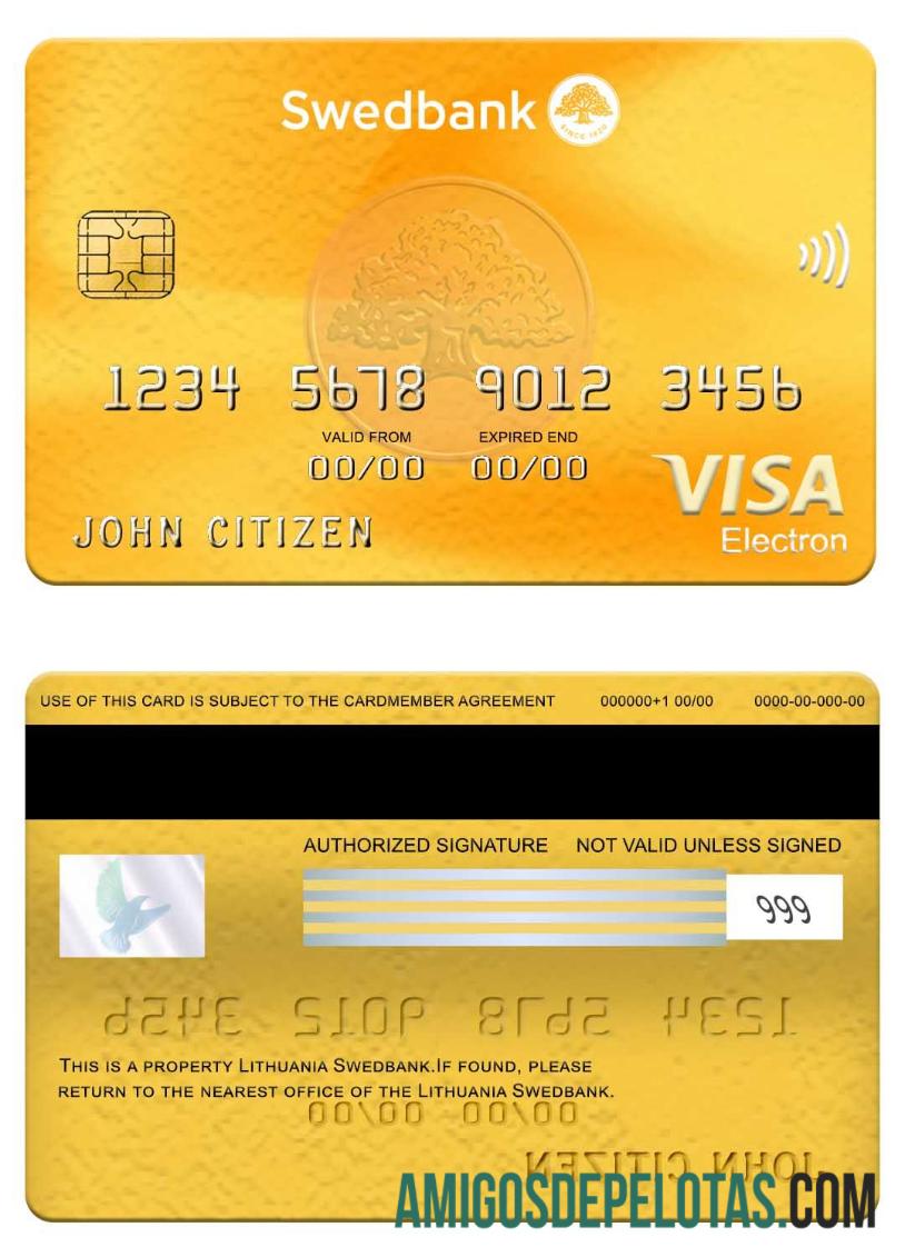 Lithuania Swedbank Visa Electron Card download for verification
